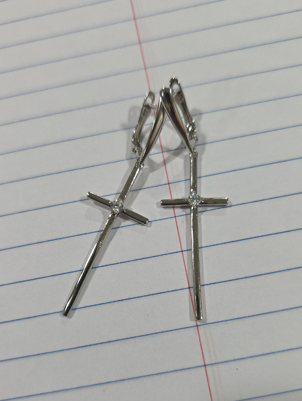 Silver Plated Cross Dangle Earrings - Silver